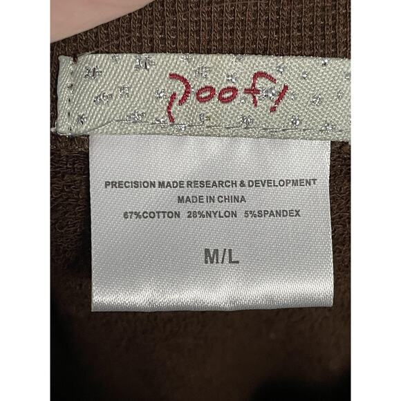 Poof! Leggings Womens M/L Brown Cotton Blend Stretch Pull On Ribbed Lounge - Picture 6 of 7